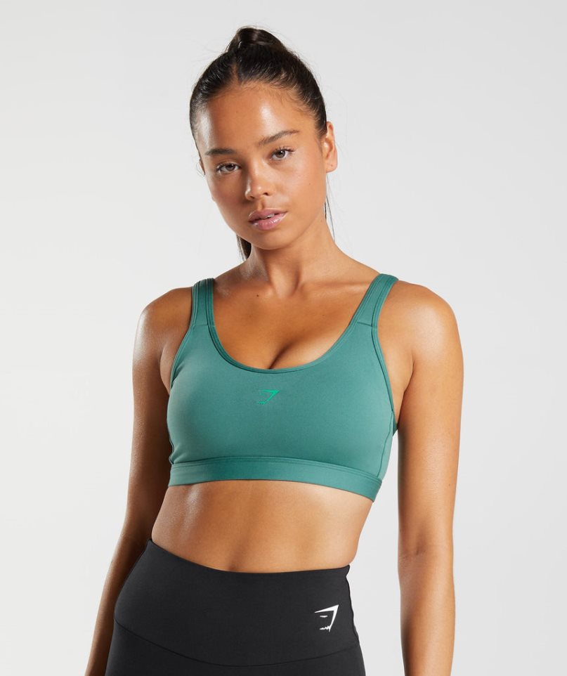 Women\'s Gymshark Fraction Sports Bra Green | CA N1365A